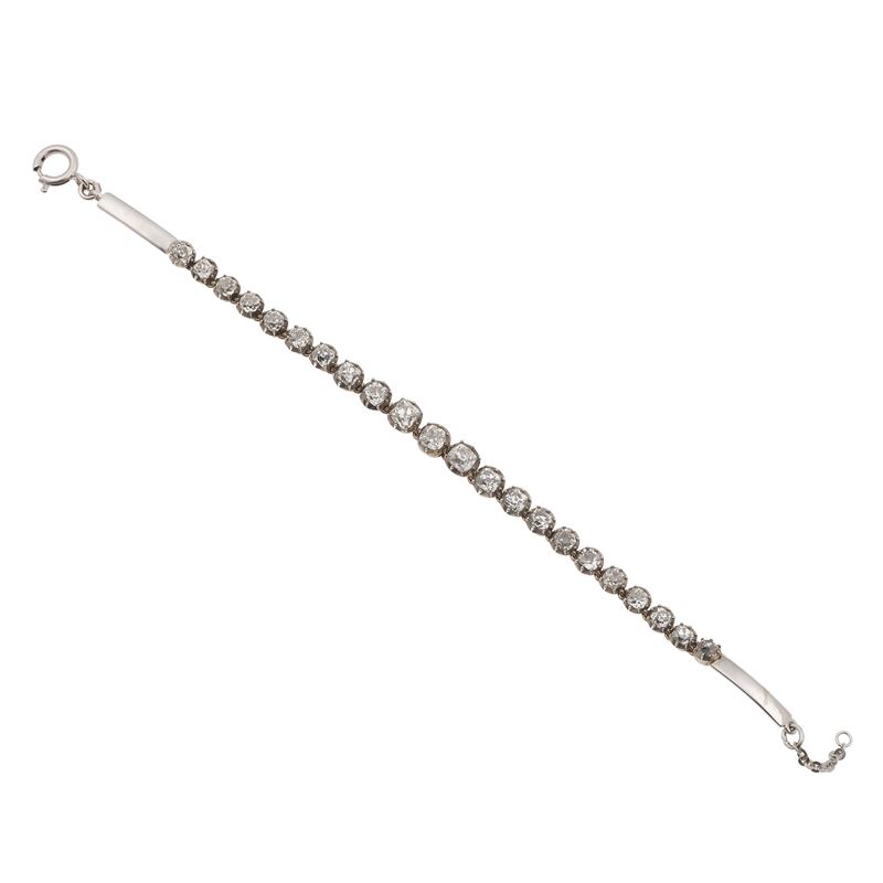 Old-cut diamond, gold, low-karat gold and silver bracelet  - Auction Fine Jewellery - Cambi Casa d'Aste