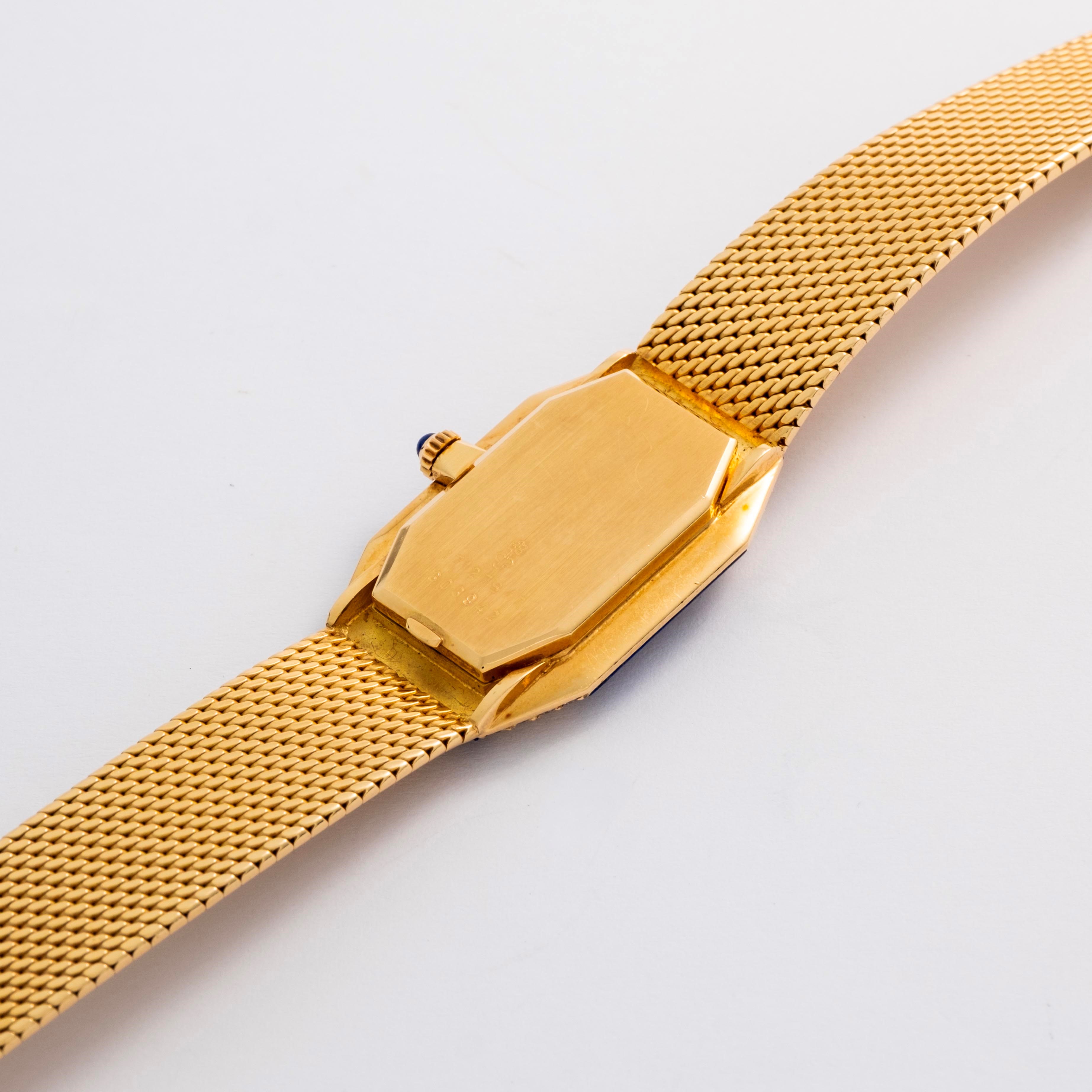 Corum - Lady Lapis, orologio da polso in oro giallo 18k con lapislazzuli e diamanti, circa 1980
