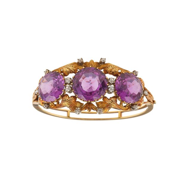 Bracciale rigido con gemme sintetiche e piccoli diamanti