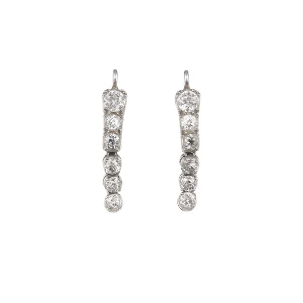 Pair of old-cut diamond and gold earrings