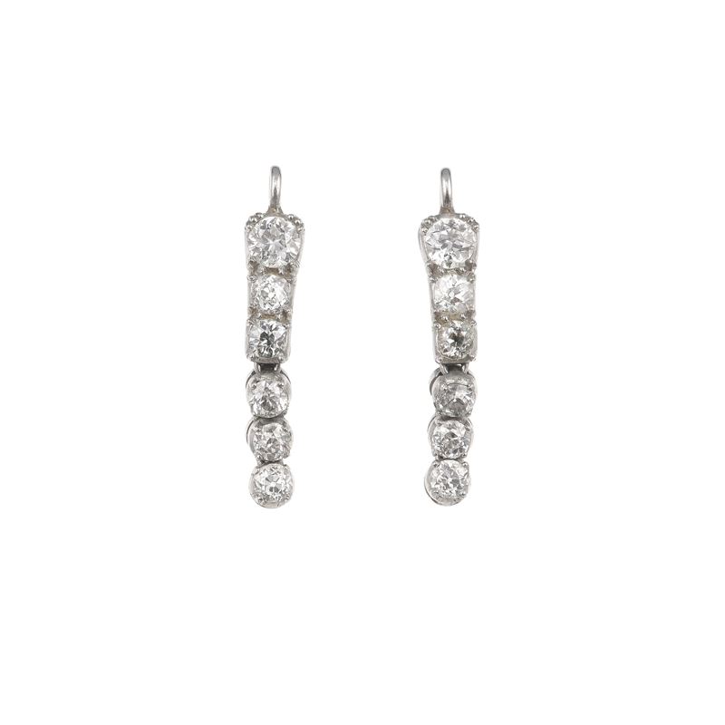 Pair of old-cut diamond and gold earrings  - Auction Jewels - Cambi Casa d'Aste
