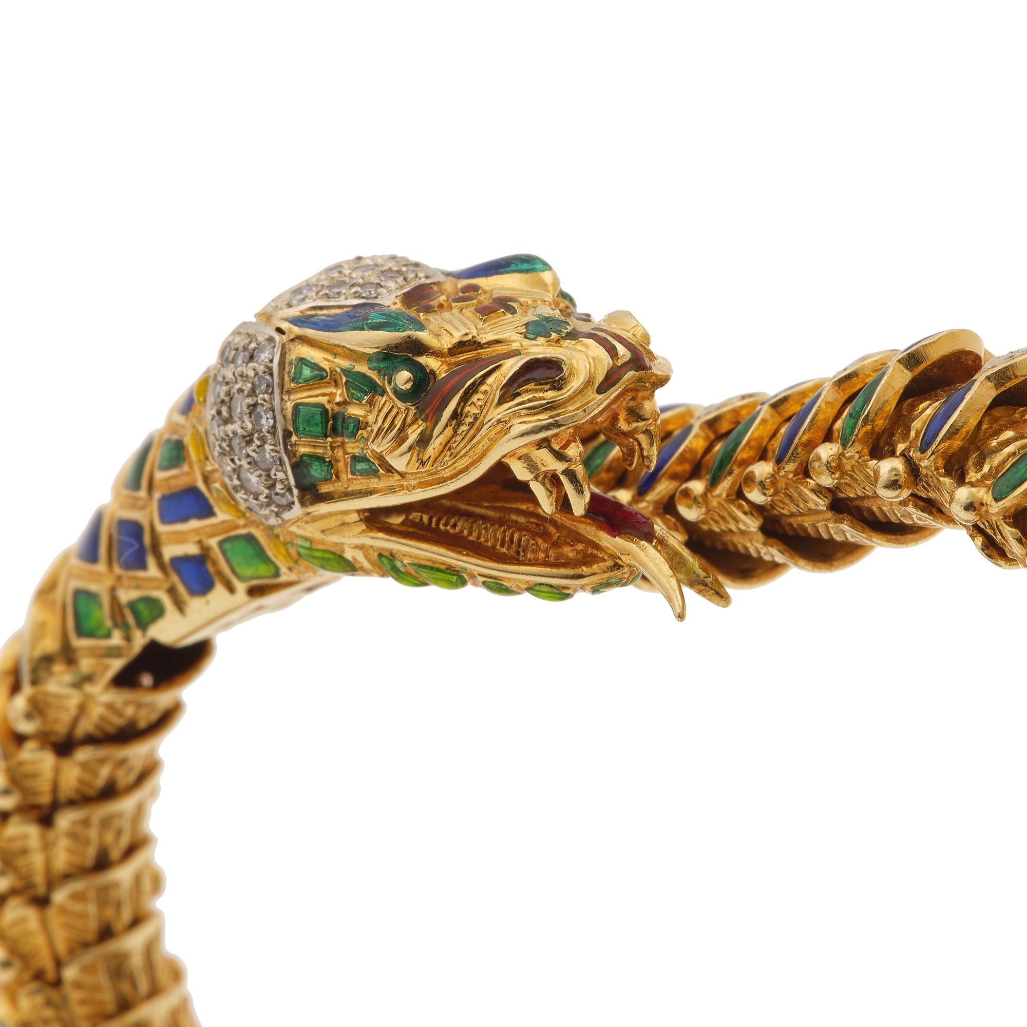 Bracciale "serpente" con Diamanti e Smalti Policromi