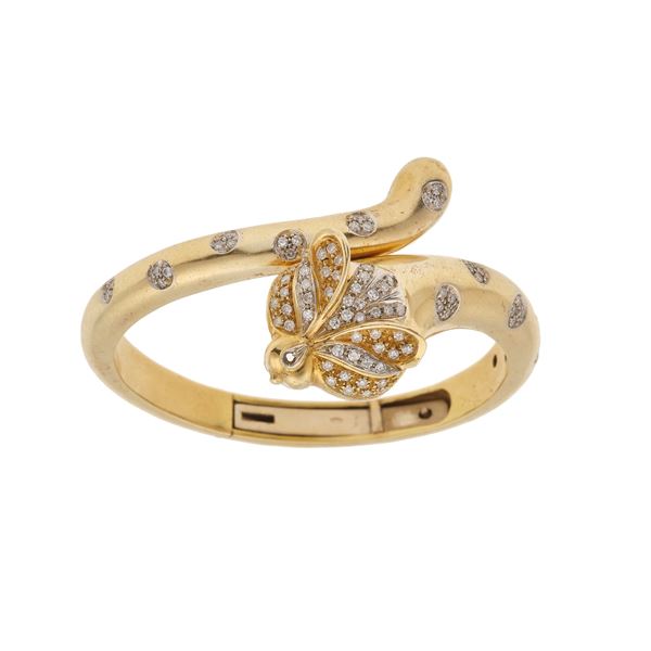 Diamond and gold bangle