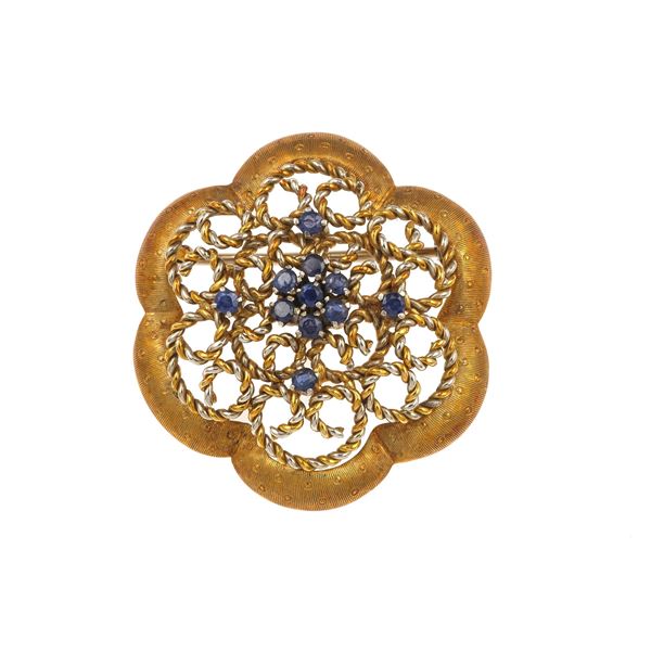Sapphire and gold brooch