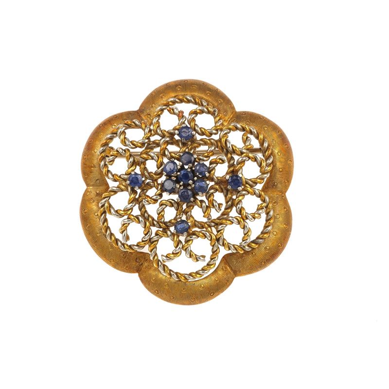 Sapphire and gold brooch  - Auction Jewels - Cambi Casa d'Aste