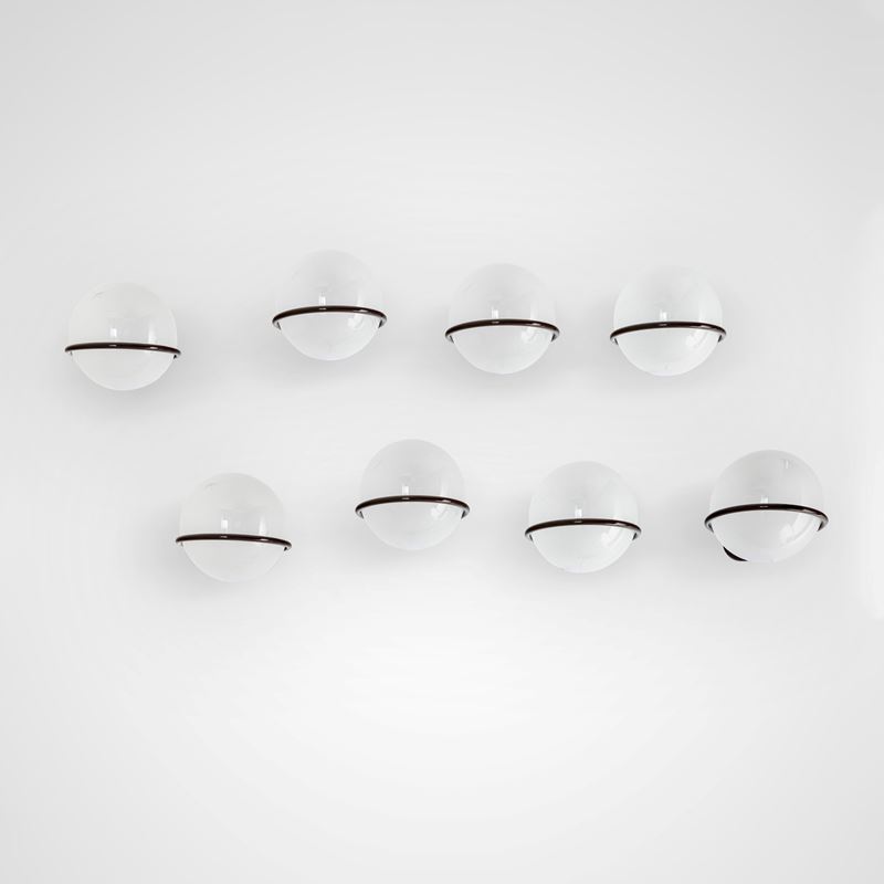 Gino Sarfatti : Otto lampade da parete mod. 239/1  - Auction Design 200 - Cambi Casa d'Aste