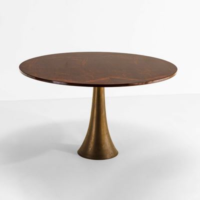 Tavolo modello 302, 1959, fusione di bronzo e legno impiallacciato