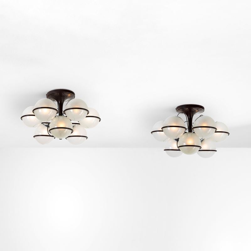 Gino Sarfatti : Due lampade a plafone mod. 2042/9.  - Asta Design 200 - Cambi Casa d'Aste