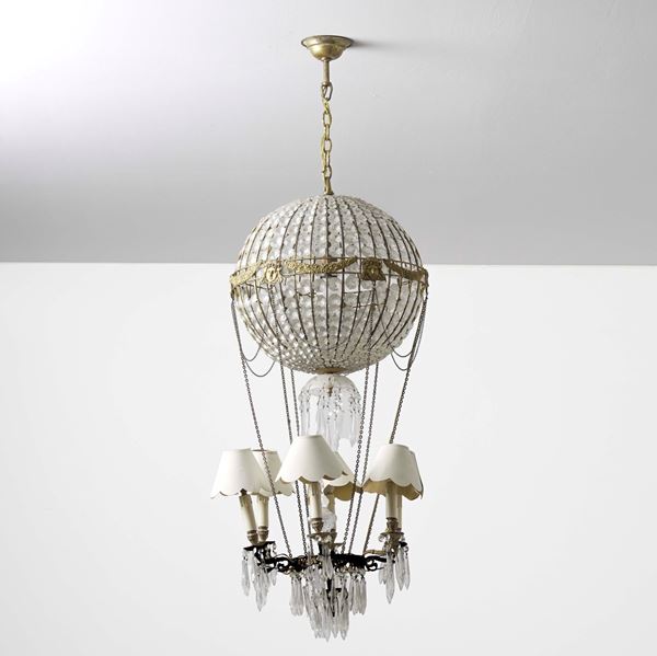Lampadario a mongolfiera. Francia, XIX-XX secolo