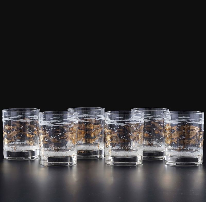 Sei bicchieri da whiskey. USA, Georges Briard, 1950-1980.  - Asta L'Arte della Tavola - Cambi Casa d'Aste