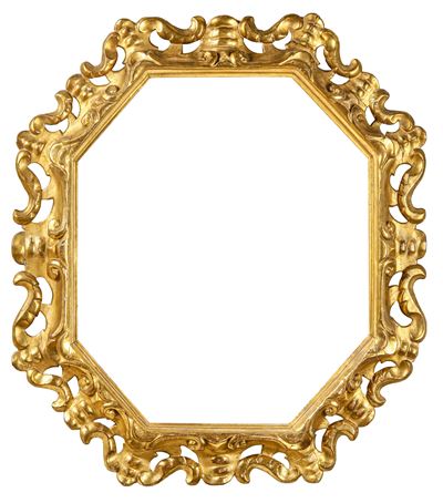 Cornice ottagonale italiana del XVIII secolo, legno intagliato e dorato