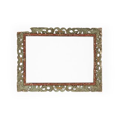 Cornice italiana, legno intagliato traforato e dipinto (Italia, XVII-XVIII secolo)