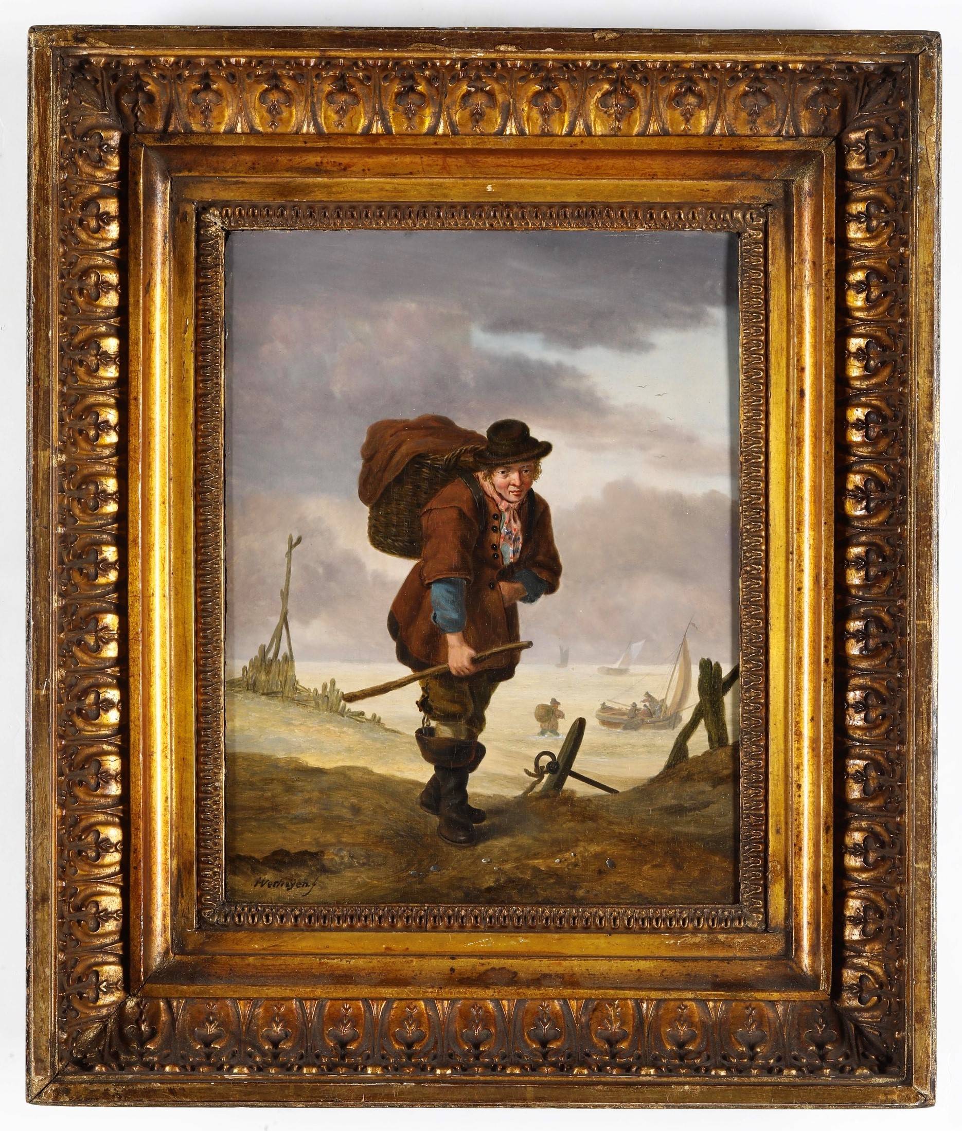 Jan Hendrik Verheyen - Pescatore, olio su tavola