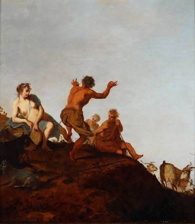 Scena pastorale, olio su tavola
