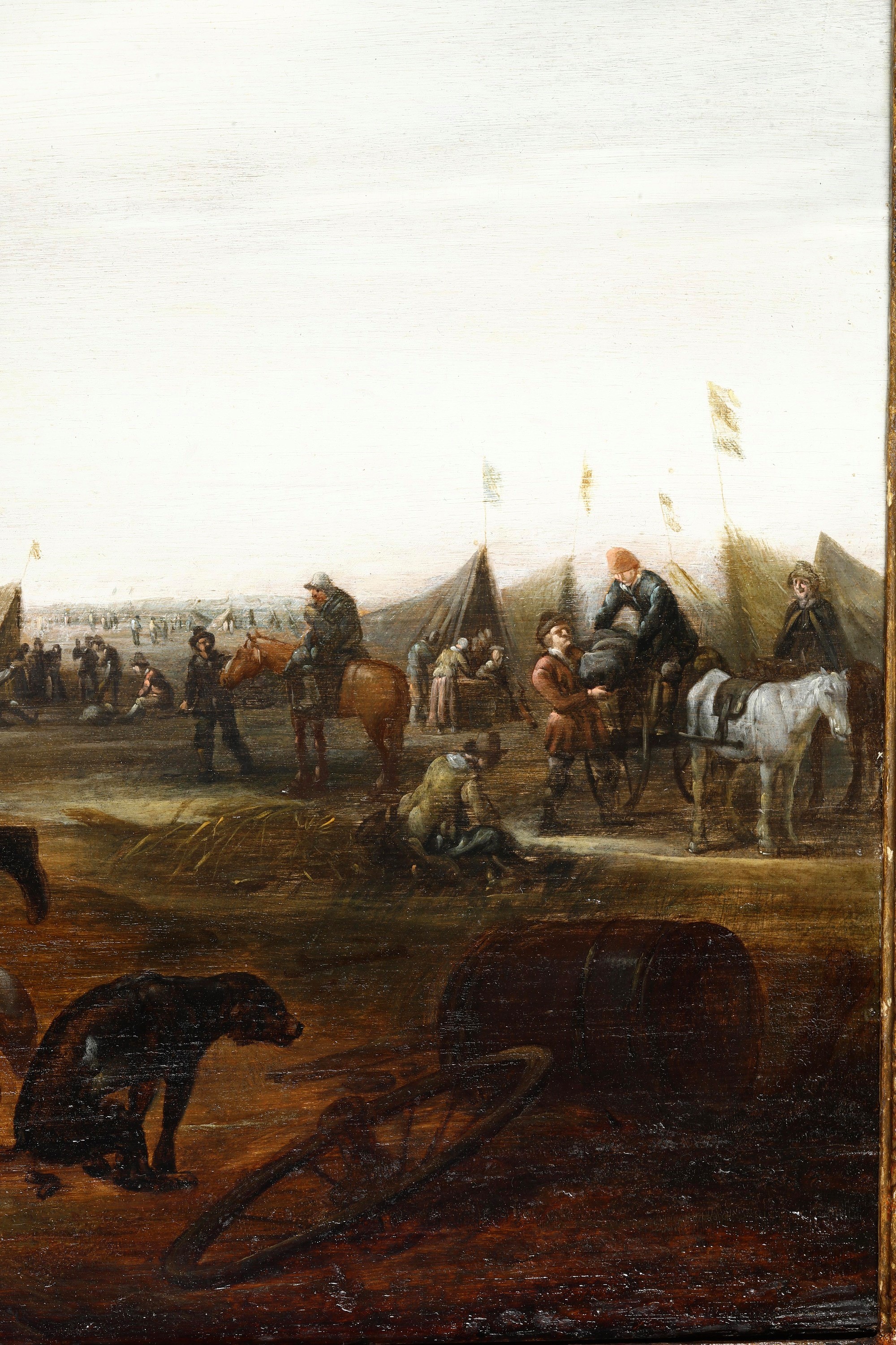 Cavalieri in sosta presso un accampamento militare