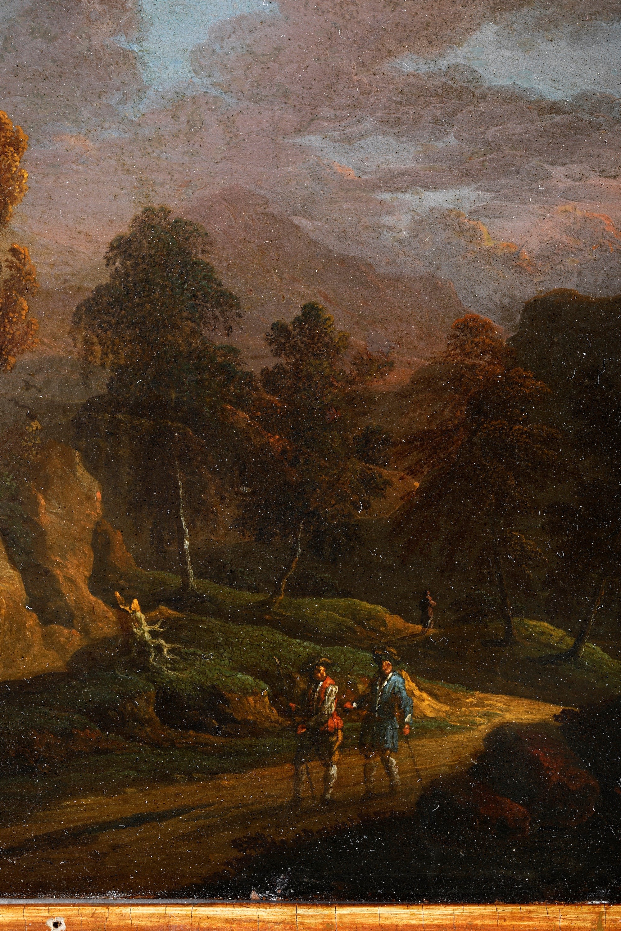 Johann Anton Eismann - Paesaggio con viandante e fortificazione sullo sfondo e Paesaggio con due ...