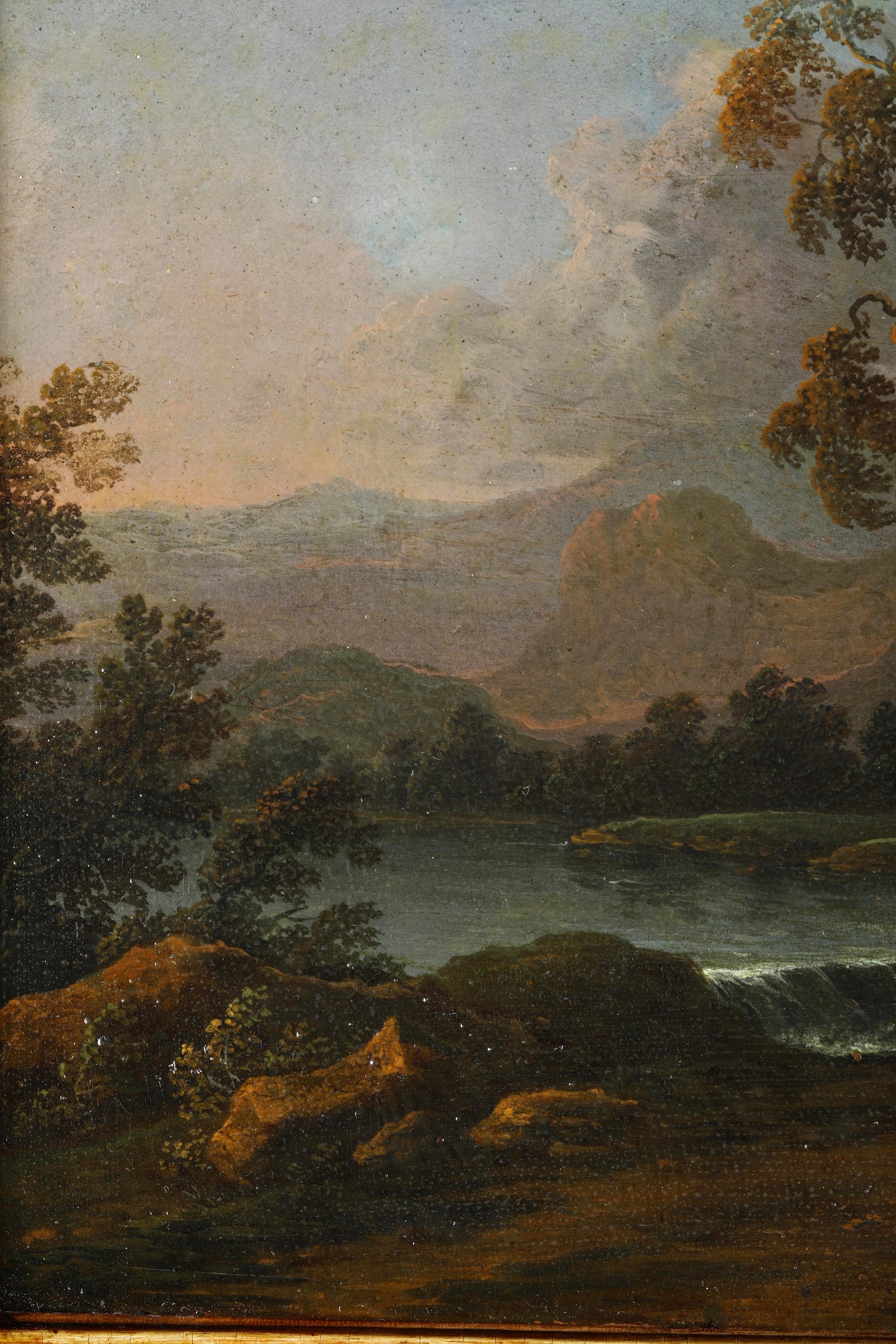 Johann Anton Eismann - Paesaggio con viandante e fortificazione sullo sfondo e Paesaggio con due ...