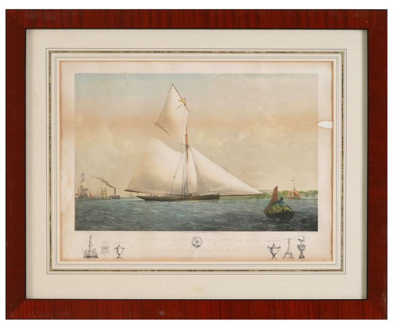 Stampa raffigurante "Yacht volante"  - Asta Strumenti Scientifici e Arte Marinara - Cambi Casa d'Aste