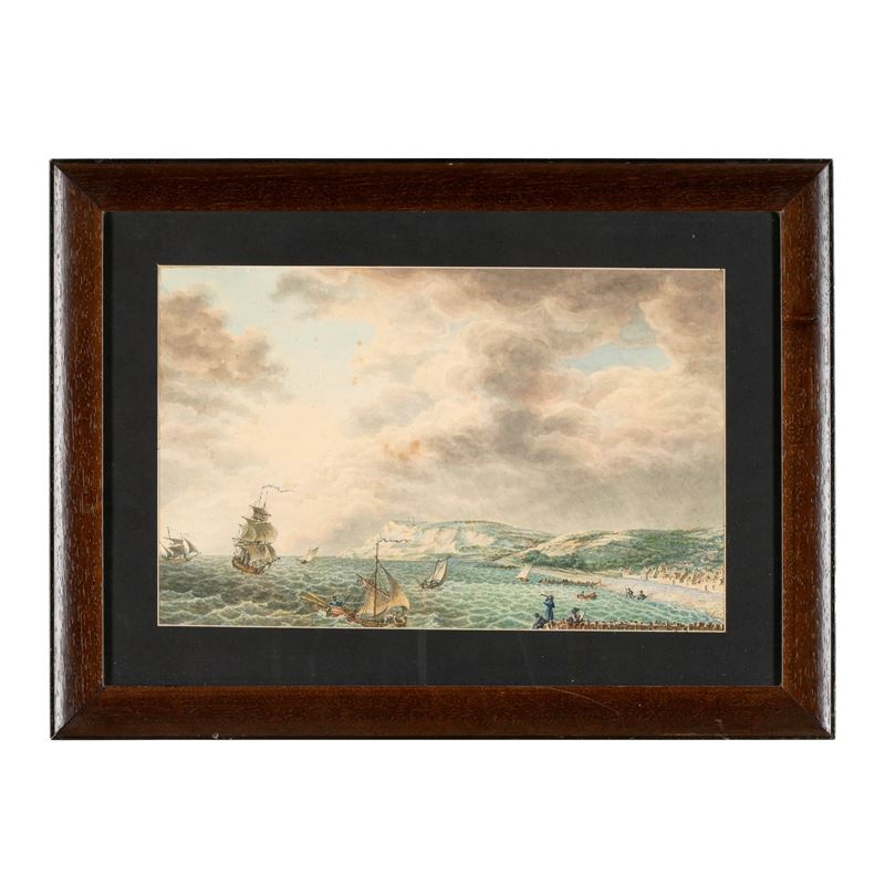 Acquerello con velieri in navigazione  - Auction Scientific Instruments and Maritime Art - Cambi Casa d'Aste