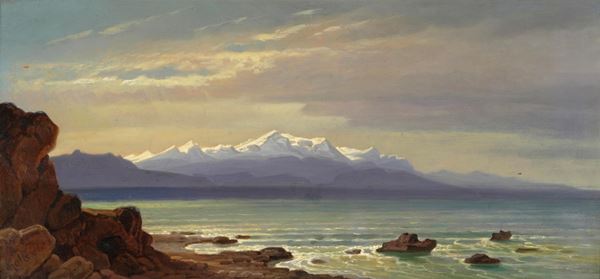 Pittore del XIX-XX secolo Veduta costiera