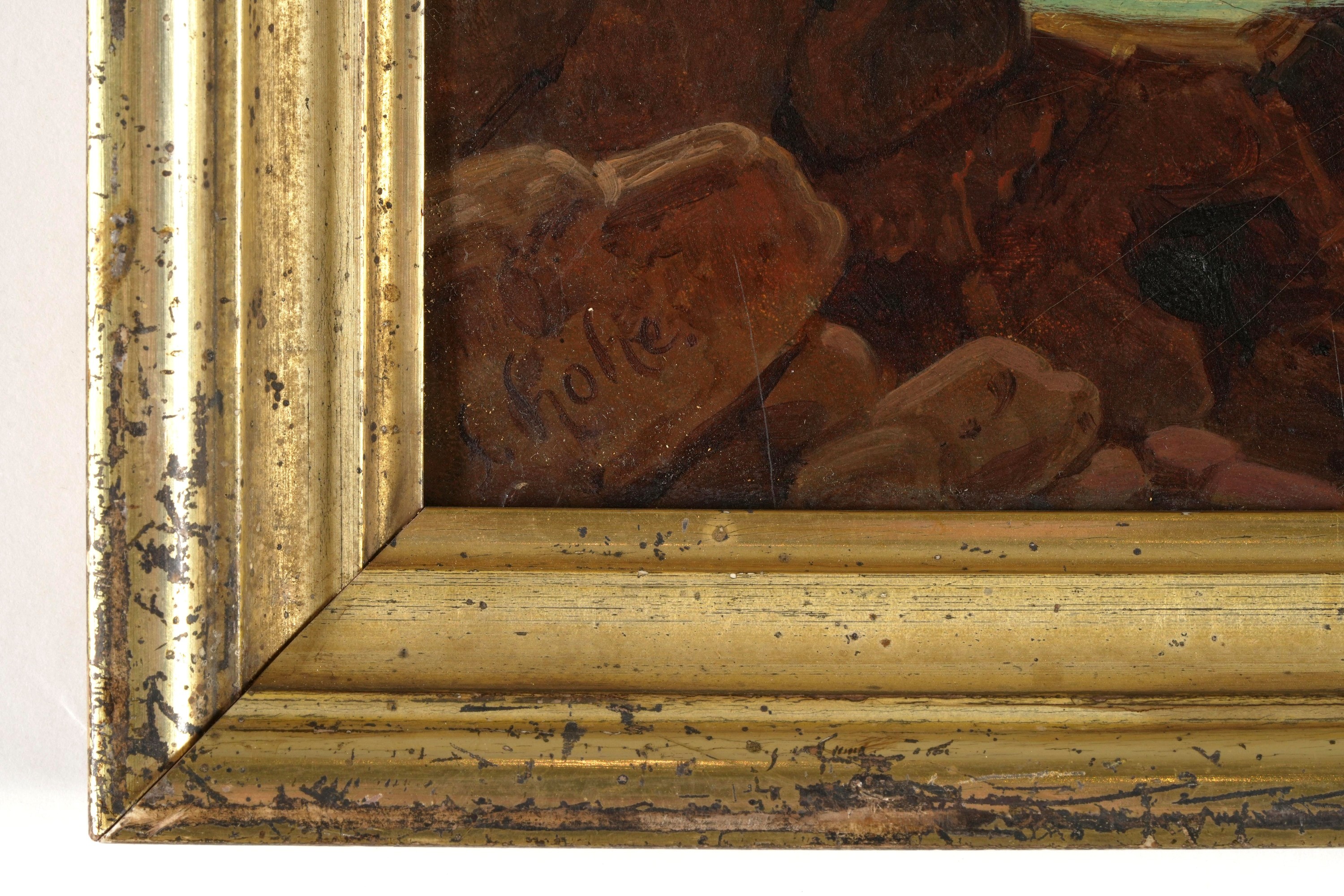 Pittore del XIX-XX secolo, Veduta costiera, olio su tavola