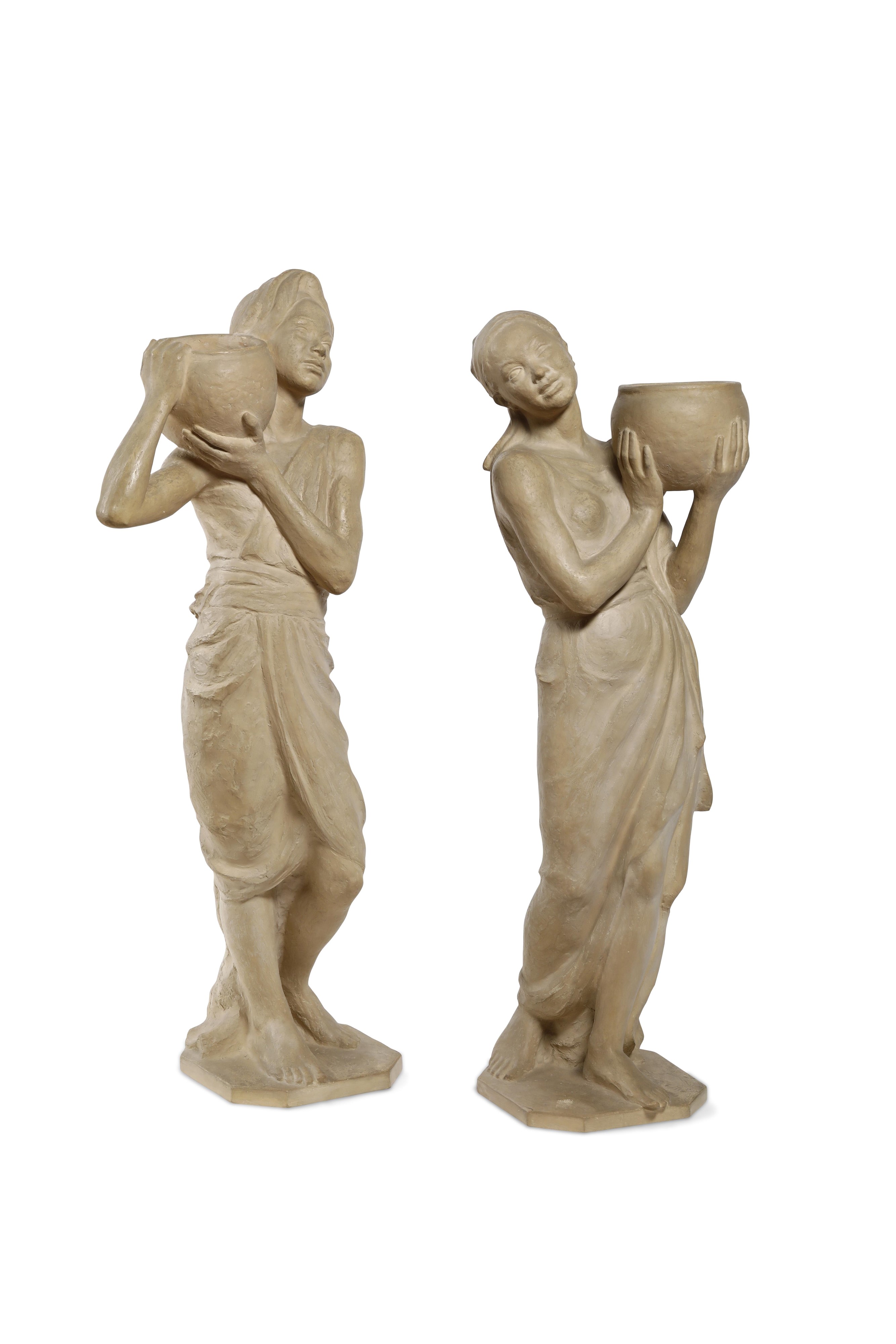 Giovanni Taverna - Portatrici d'acqua, terracotta modellata, 1959