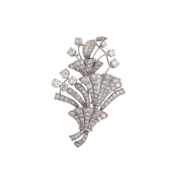 Diamond and platinum brooch