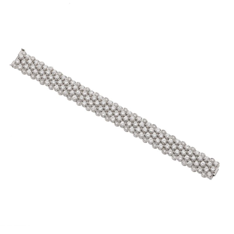 Brilliant-cut diamond and platinum bracelet  - Auction Fine Jewellery - Cambi Casa d'Aste