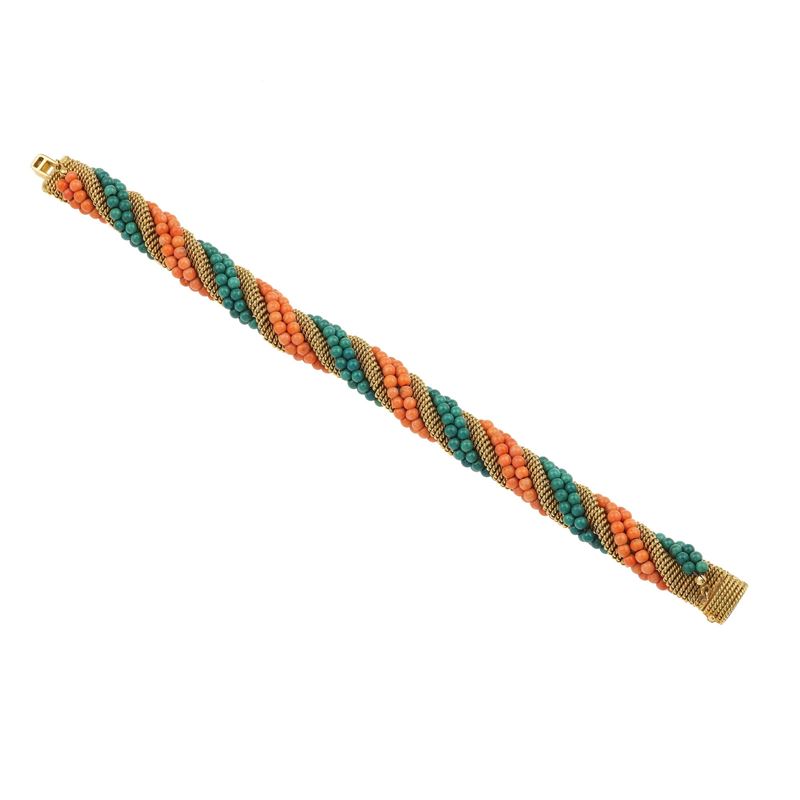 Coral, turquoise and gold bracelet  - Auction Fine Jewellery - Cambi Casa d'Aste