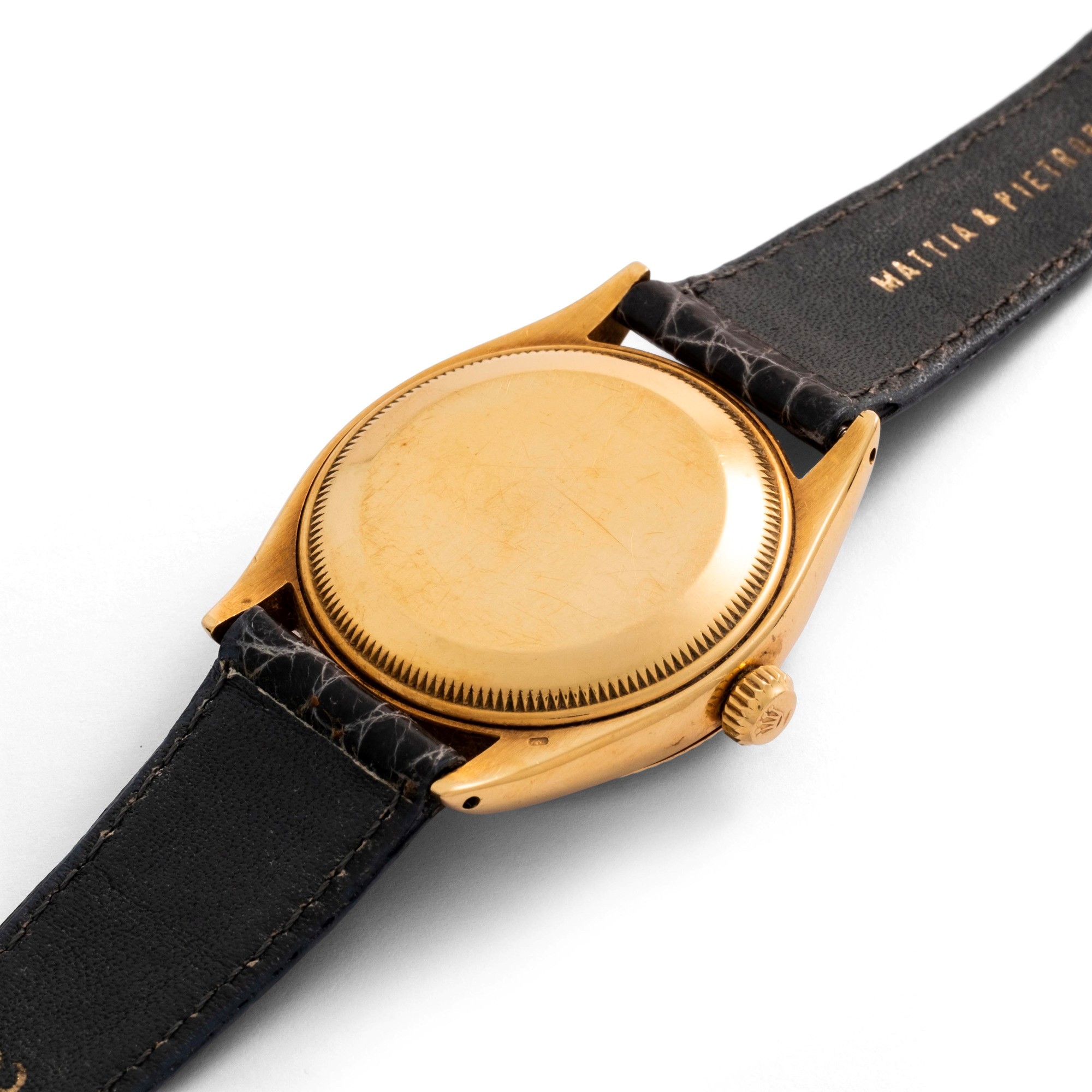Rolex - Oyster Perpetual ref. 6567 in oro giallo 18k, quadrante argentè con indici a deltoide, ca...