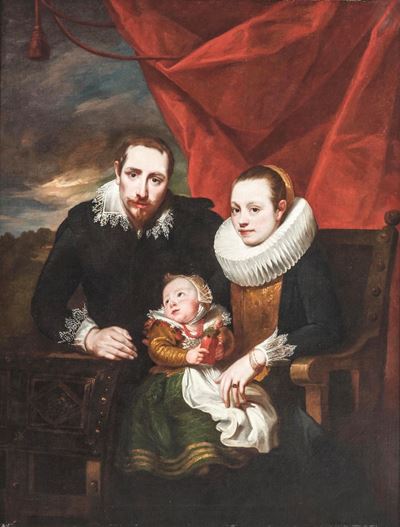 Ritratto di famiglia, olio su tela