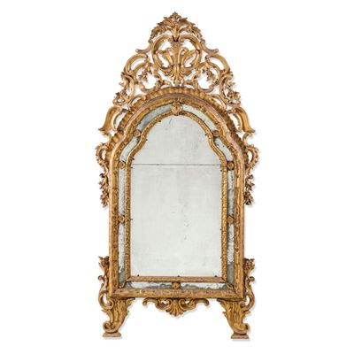 Specchiera in legno intagliato e dorato, XIX secolo
