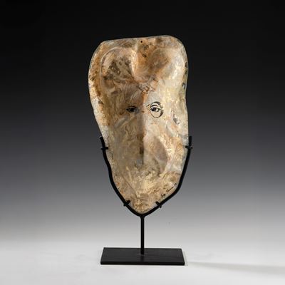 Masque Feuille (scultura in vetro fuso con applicazioni e foglia oro)