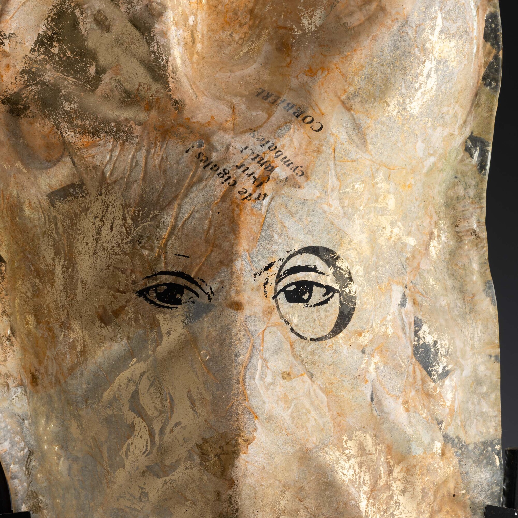 Serge Mansau - Masque Feuille (scultura in vetro fuso con applicazioni e foglia oro)