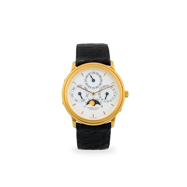 Quantieme Perpetuelle ref. 5548BA in oro giallo 18k, quadrante bianco con calendario completo, con scatola service, circa 1980