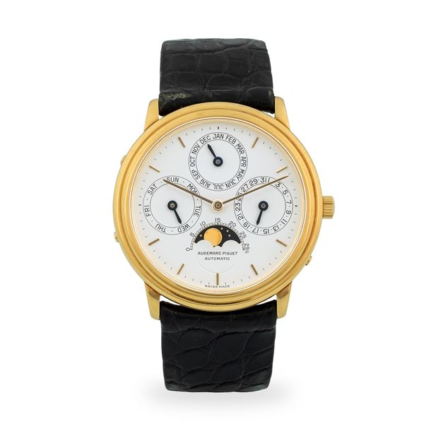 Audemars Piguet - Quantieme Perpetuelle ref. 5548BA in oro giallo 18k, quadrante bianco con calendario completo, con scatola service, circa 1980