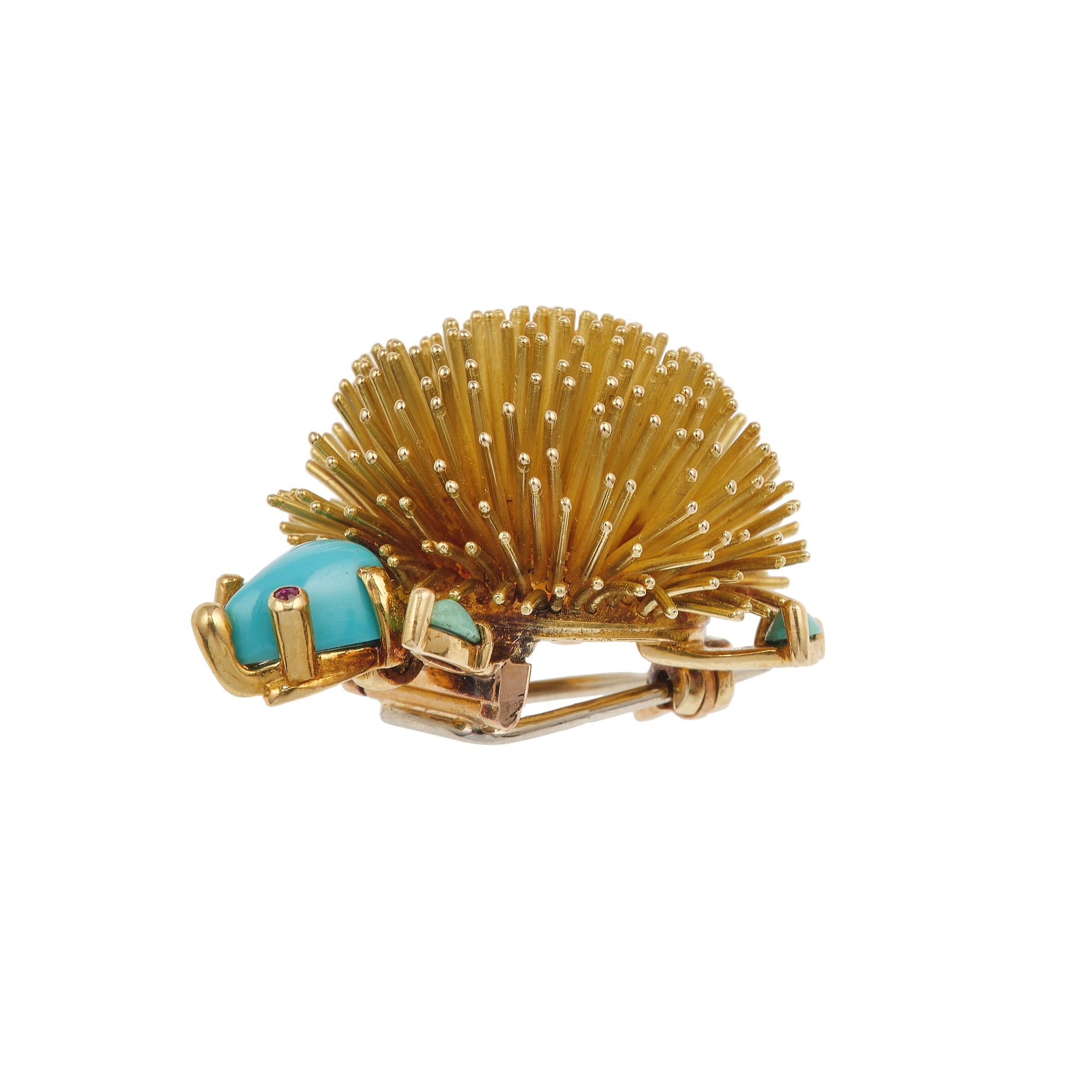 Van Cleef & Arpels. Clip "porcospino" con Turchesi e Piccoli Rubini