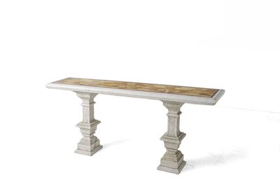 Italia, Console in marmo bianco e marmo giallo, XX secolo