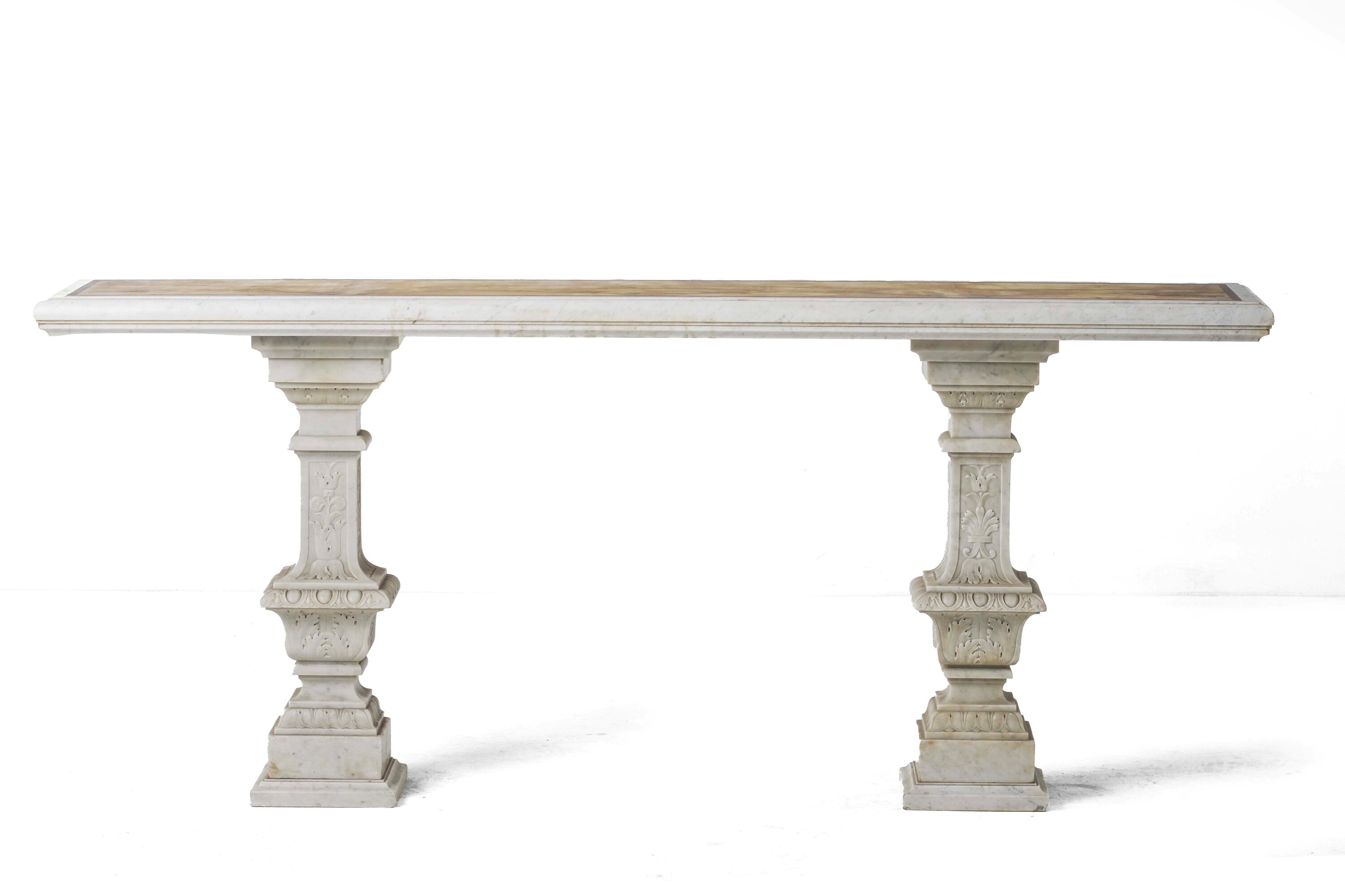 Italia, Console in marmo bianco e marmo giallo, XX secolo