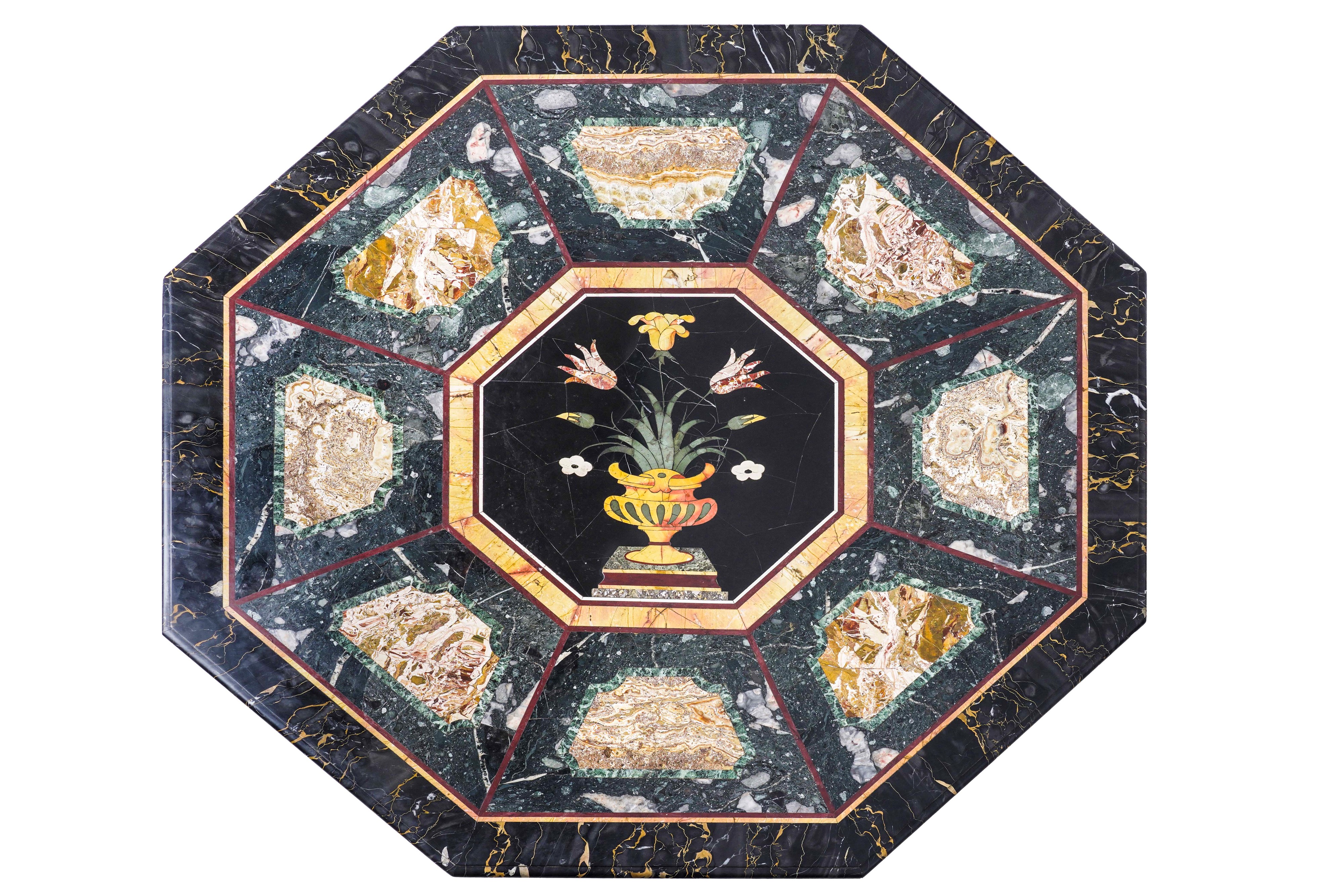Manifattura artistica del XX secolo, Piano ottagonale a commesso di marmi policromi
