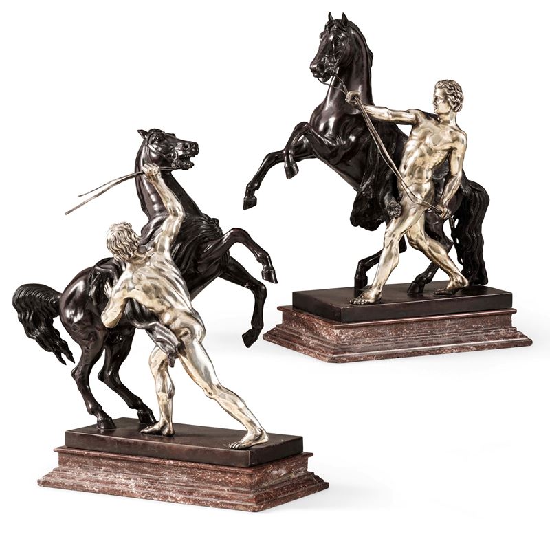 Fonditore del XIX-XX secolo Gruppi equestri ispirati ai cavalli di Marly  - Asta Dimore Italiane - Cambi Casa d'Aste