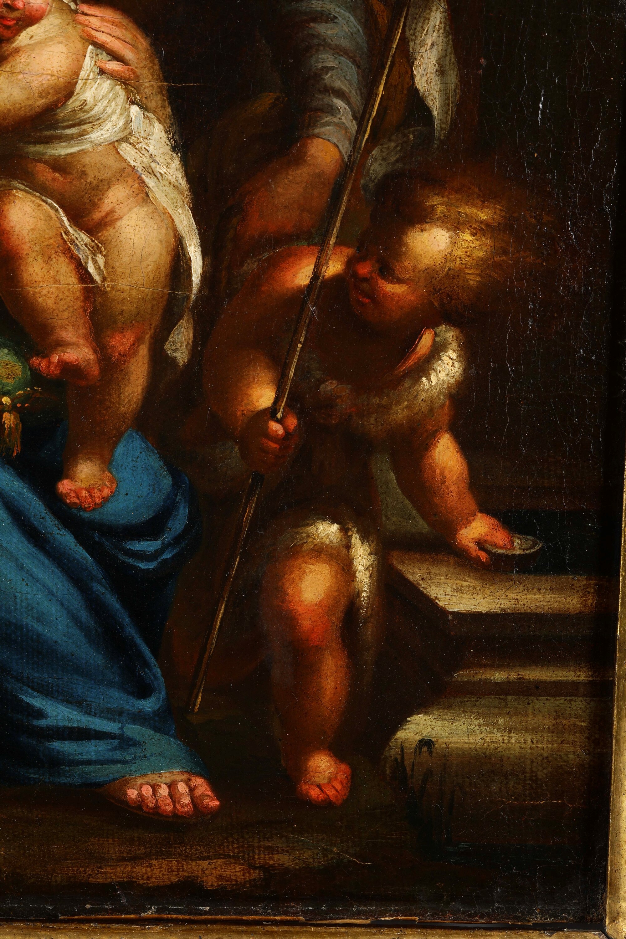 Scuola del XVII secolo, Sacra famiglia con San Giovannino, olio su tela