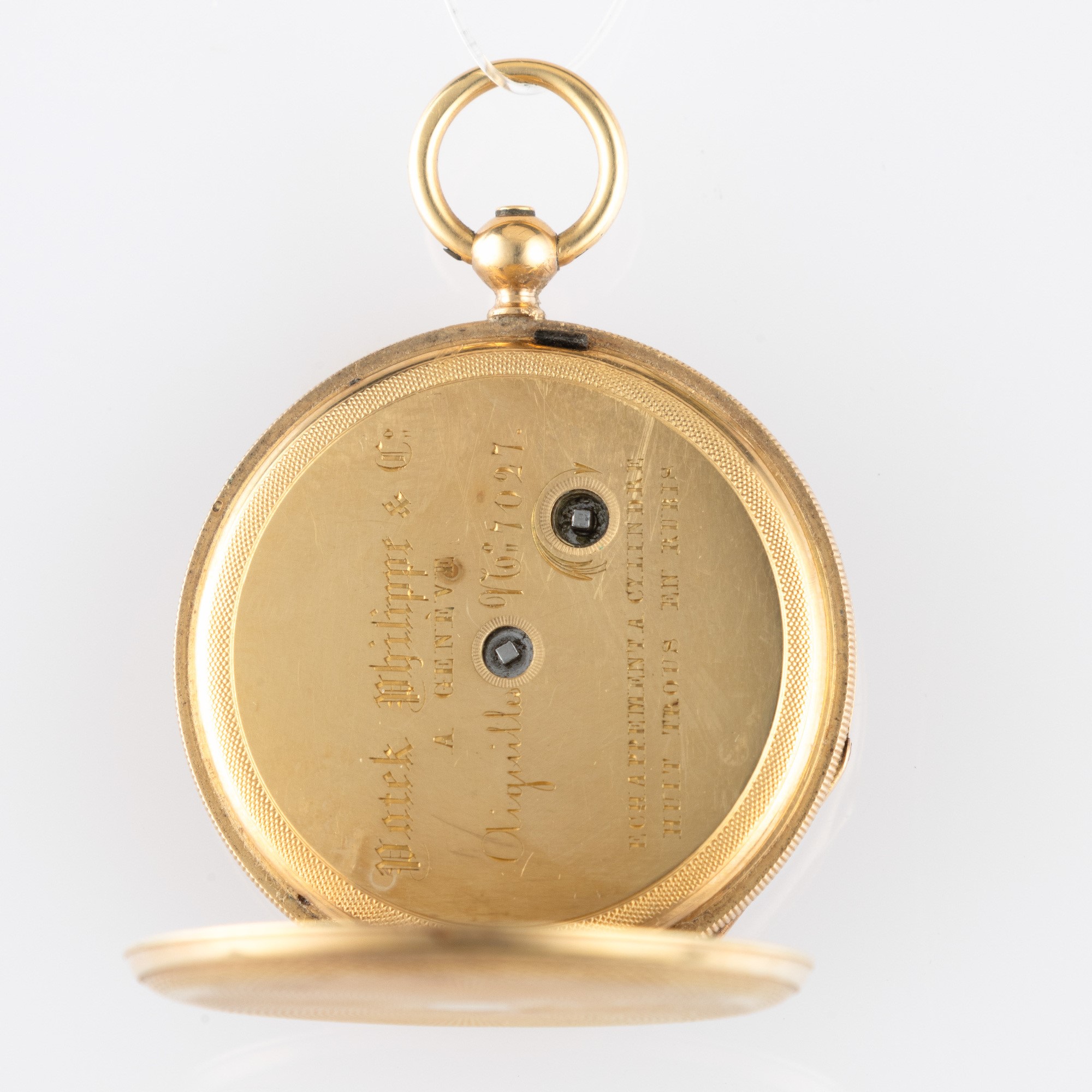 Patek Philippe - Orologio da tasca in oro giallo 18k con cassa decorata, quadrante in smalto bian...