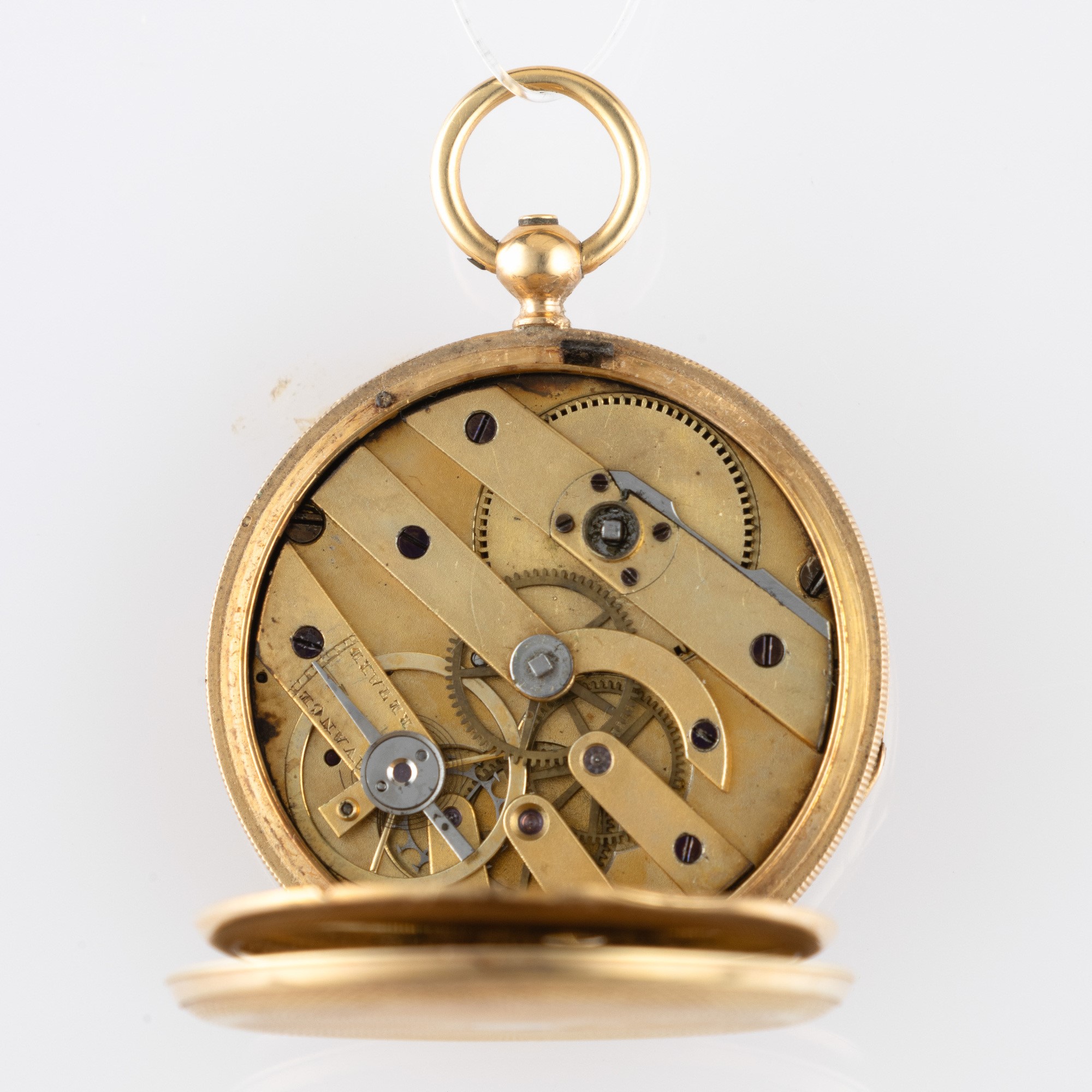 Patek Philippe - Orologio da tasca in oro giallo 18k con cassa decorata, quadrante in smalto bian...