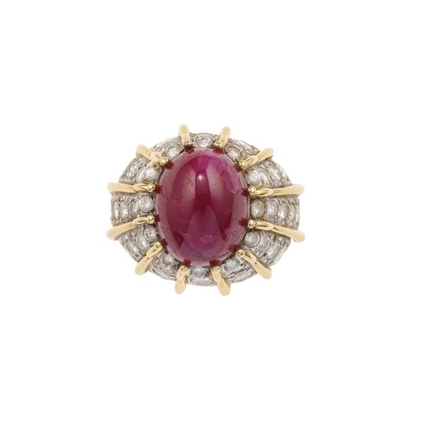 Ruby, diamond and gold ring
