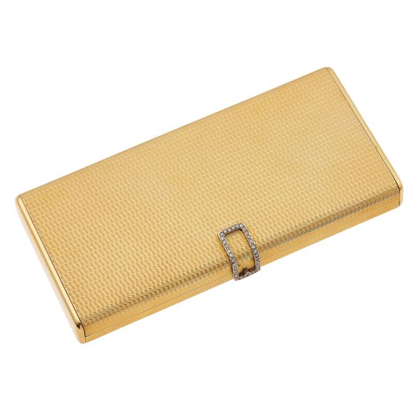 Diamond and gold vanity case. Fitted case