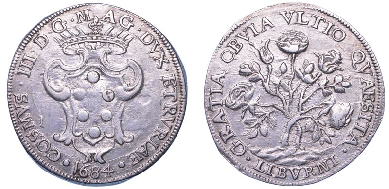 LIVORNO. COSIMO III DE' MEDICI, 1670-1723. Pezza della rosa 1684.  - Auction Light Numismatics - Cambi Casa d'Aste