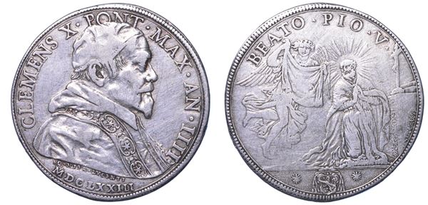 STATO PONTIFICIO. CLEMENTE X, 1670-1676. Piastra 1673.