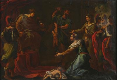Scuola romana del XVIII secolo, Giudizio di Salomone, olio su tela