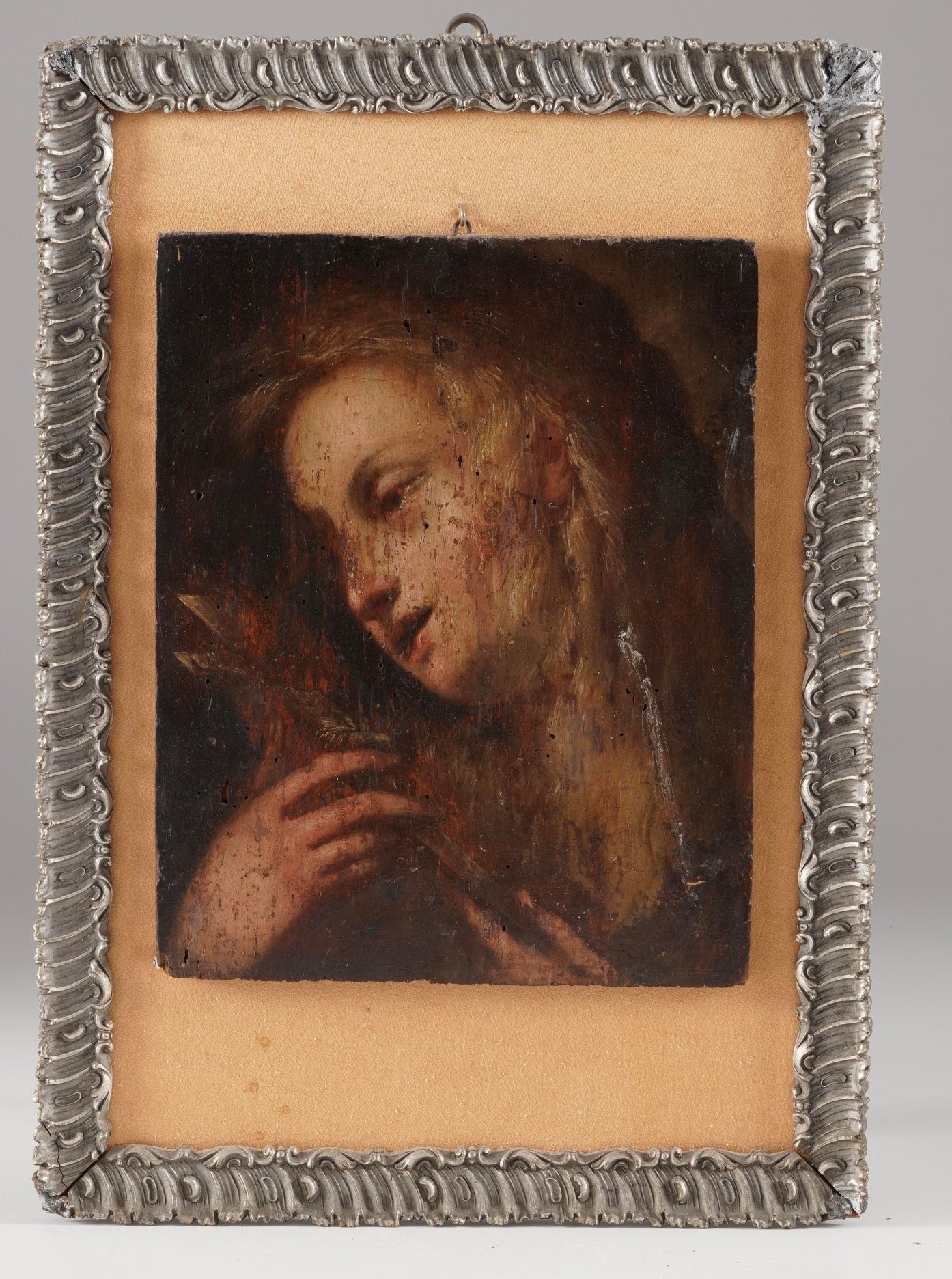 Scuola lombarda del XVII secolo, Maddalena penitente, olio su tavola